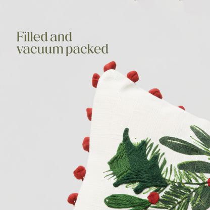 Paudha’s Handcrafted Cotton Filled Christmas Cushions – Joyful Wreath