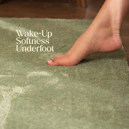 Paudha’s Luxe Comfort Foam Padded Bedside Runner - Thyme Moss