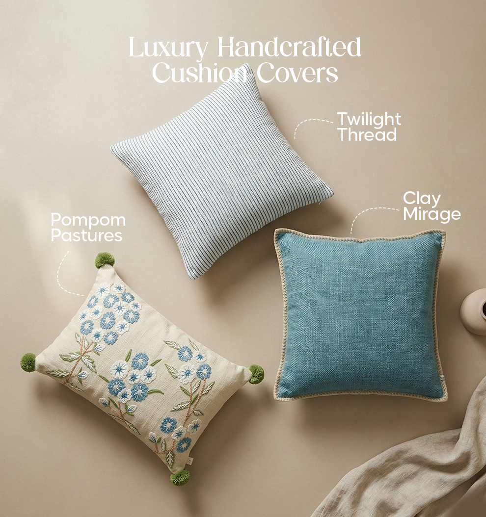 Luxury Sofa Makeover Set | Arctic Blue Knitted Sofa Throw paired with Cushions - Set of 6