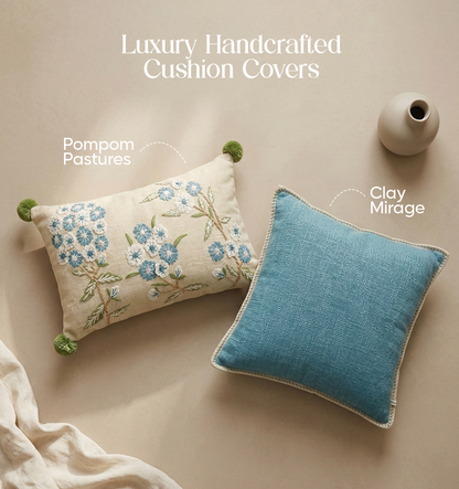 Luxury Sofa Makeover Set | Arctic Blue Knitted Sofa Throw paired with Cushions - Set of 4