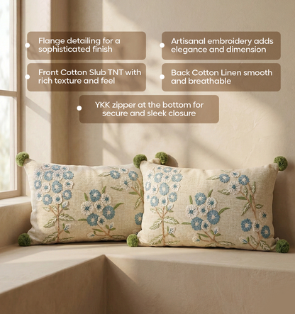 Luxury Sofa Makeover Set | Arctic Blue Knitted Sofa Throw paired with Cushions - Set of 2