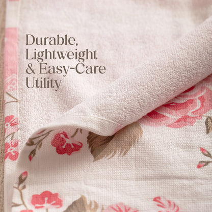 Paudha’s Signature Cotton Terry-Backed Kitchen Towel - Rose Mint