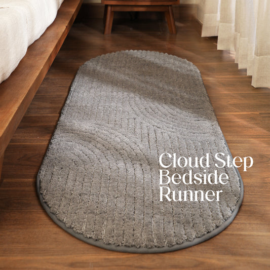 Paudha’s Timeless PinStripe Bedside Runner – Smoked Pearl