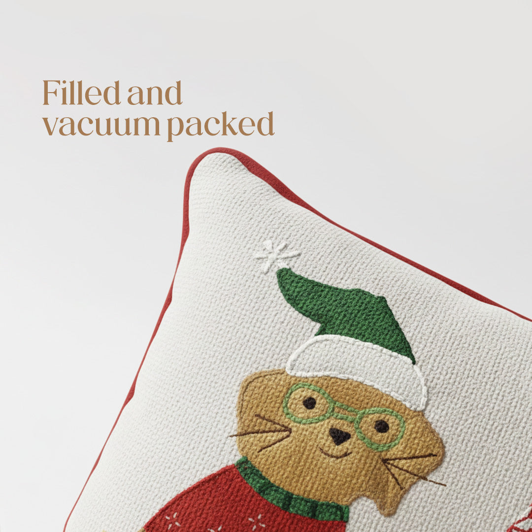Paudha’s Handcrafted Cotton Filled Christmas Cushions – Holiday Paws