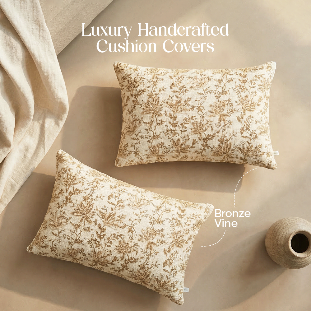 Luxury Sofa Makeover Set | Knitted Sofa Throw paired with Cushions - Deep Chestnut - Set of 2