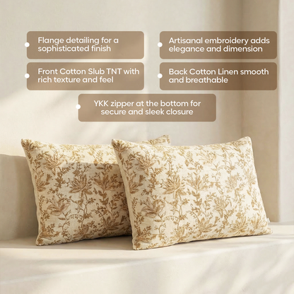 Luxury Sofa Makeover Set | Knitted Sofa Throw paired with Cushions - Deep Chestnut - Set of 2