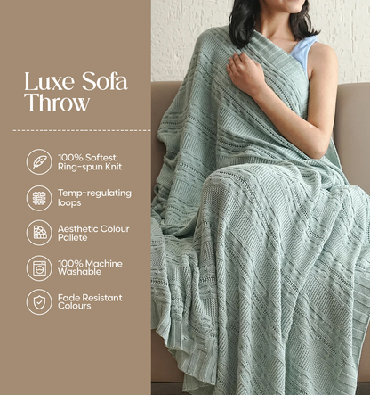 Luxury Sofa Makeover Set | Icy Lace Knitted Sofa Throw paired with Cushions - Set of 2
