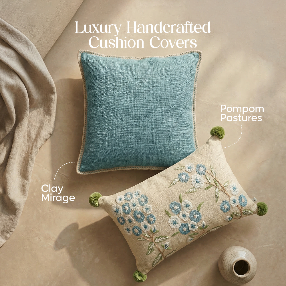 Luxury Sofa Makeover Set | Knitted Sofa Throw paired with Cushions - Seashell Ivory - Set of 4
