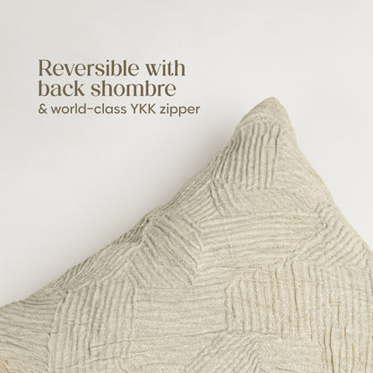 Paudha’s Handcrafted Pleated Cotton Rectangular Cushion Cover – Textured Fossil