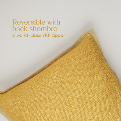 Paudha’s Handcrafted Embroidered Slub Cotton Rectangular Cushion Cover – Marigold Whisper