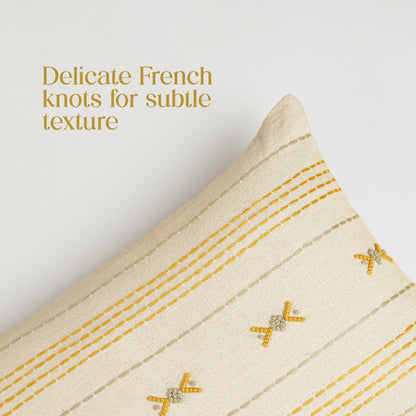 Paudha’s Handcrafted Embroidered Cotton Rectangular Cushion Cover – Honey Stitch